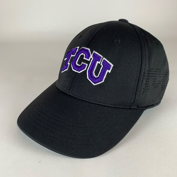 TCU Horned Frogs NCAA Black Top of the World Stretch Fitted Hat One Size - Picture 1 of 7